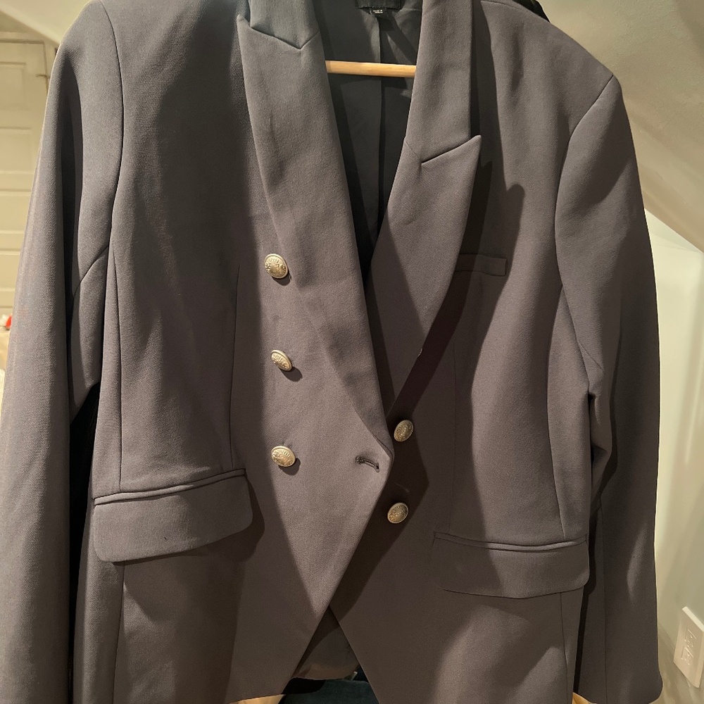 Express Grey Novelty Button Blazer